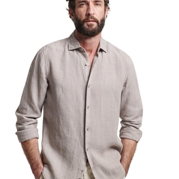 Report‎ collection Heritage 100% linen ivory long sleeve button up shirt Large - Picture 1 of 9